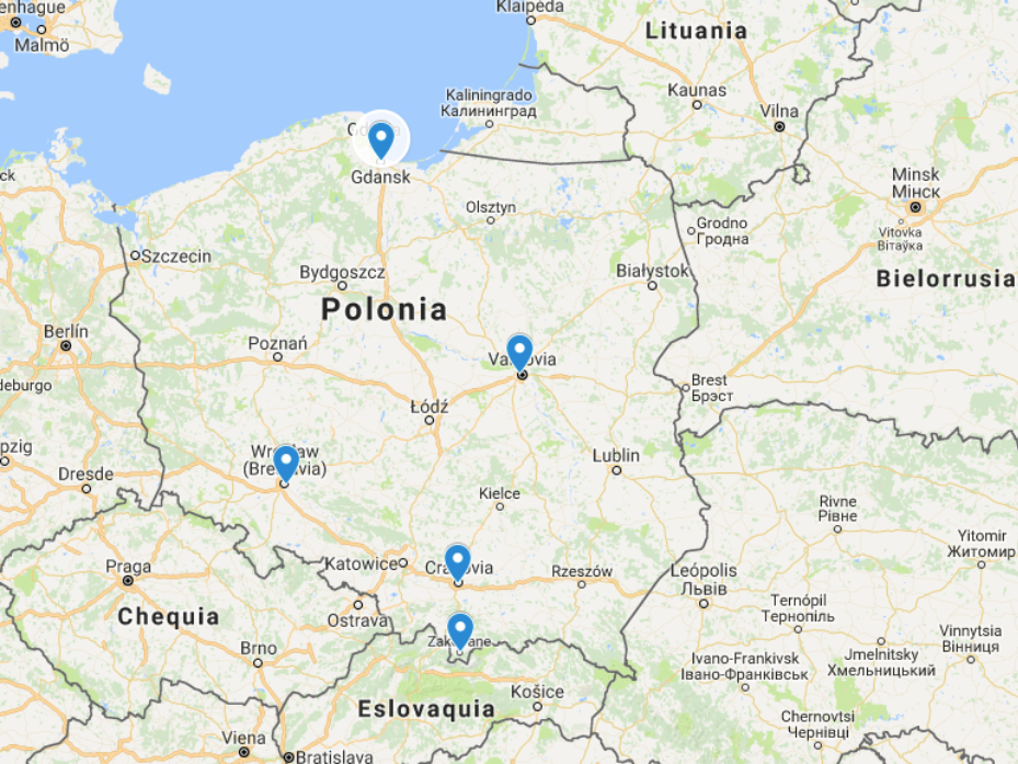 Mapa Polonia en 10 días