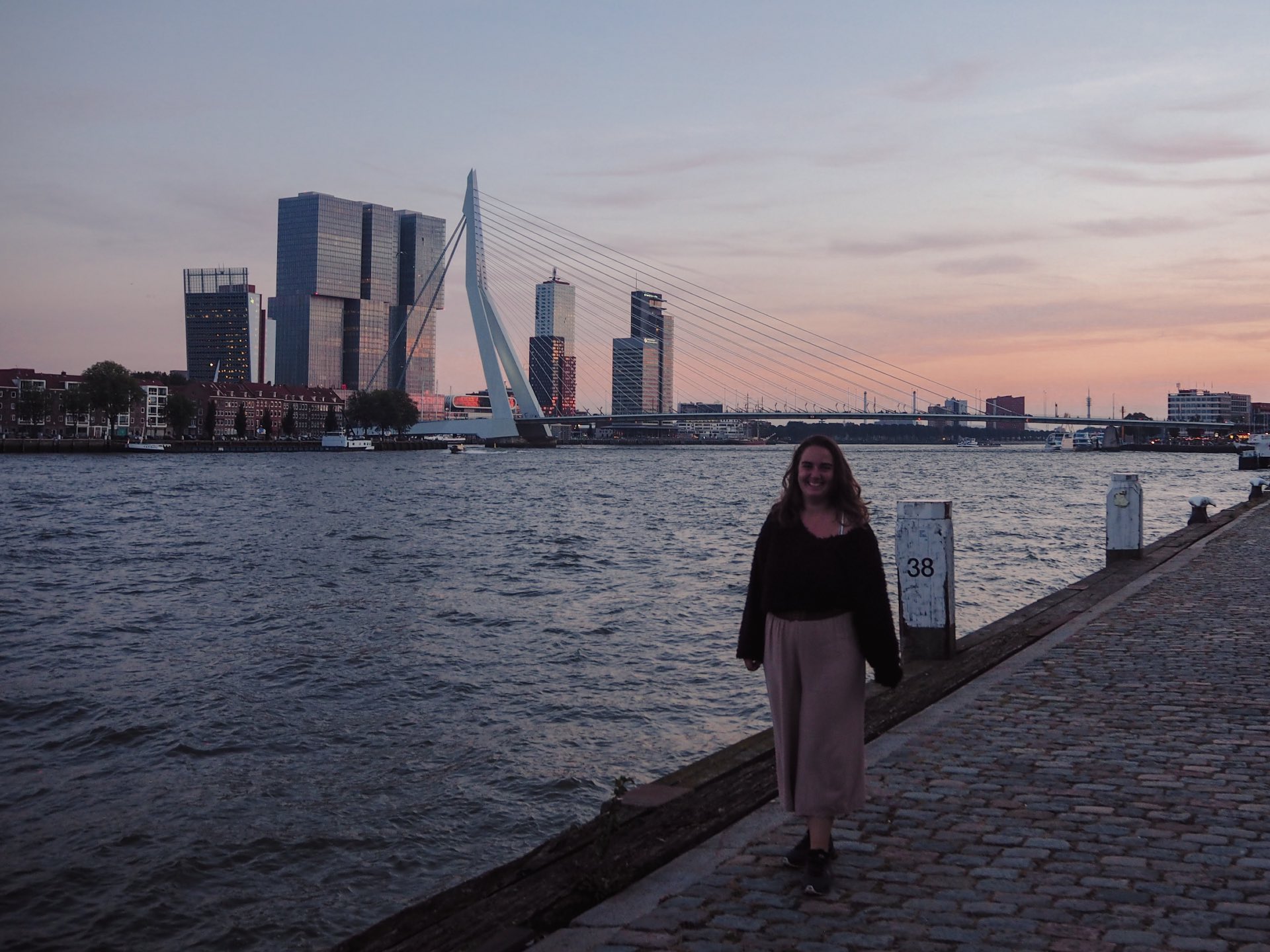 Atardecer en Erasmusbrug, un imprescindible en Rotterdam