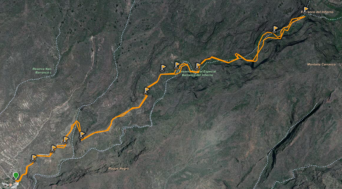 Mapa Sendero Barranco del Infierno, en Adeje